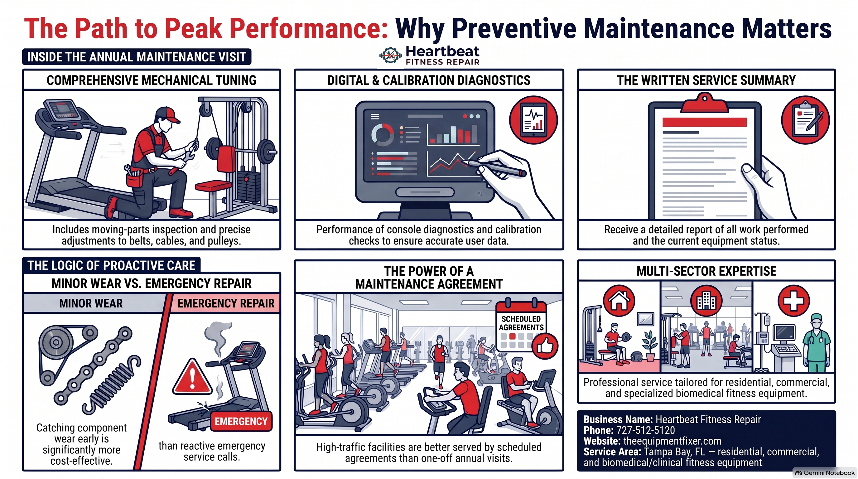 Preventive Maintenance: Why Skipping It Costs More Later — Heartbeat Fitness Repair podcast infographic