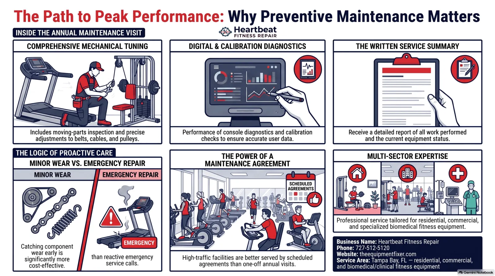 Preventive Maintenance: Why Skipping It Costs More Later — Heartbeat Fitness Repair podcast infographic