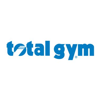 Total Gym logo featuring bold text in blue with a graphic element.