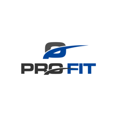 Logo of ProFit featuring a stylized letter "P" in blue and black text.
