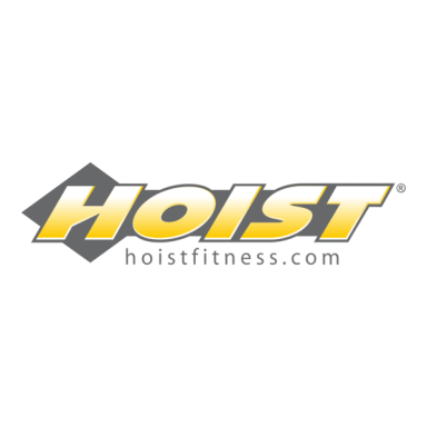 Logo of Hoist Fitness, featuring the brand name in bold yellow and black lettering.