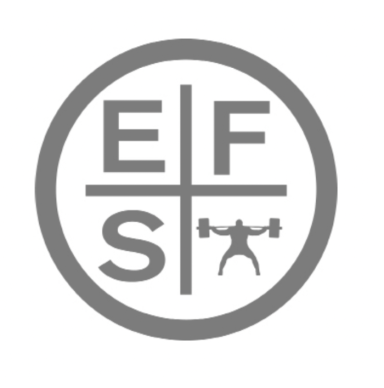 Logo featuring a barbell and the letters E, F, S, and T inside a circular design.