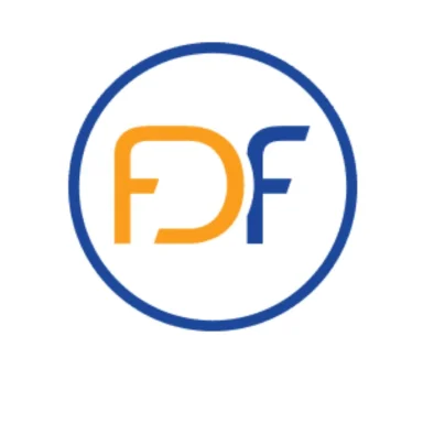 Logo featuring the letters "FDF" in orange and blue within a circular design.