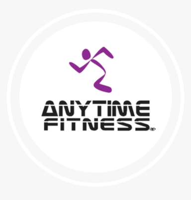 Logo of Anytime Fitness featuring a stylized running figure and the brand name.