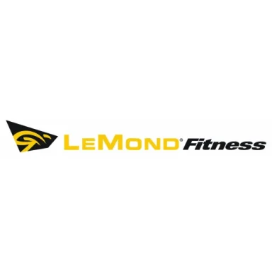 LeMond Fitness logo featuring a stylized "L" and bold text in yellow and black.